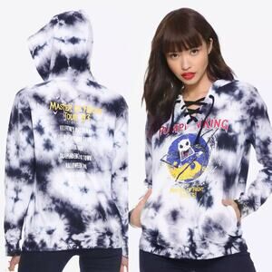 DISNEY Nightmare Before Christmas Jack Tour Tie Dye Lace Up Hoodie Size L